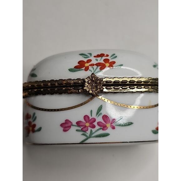 Imperial Porcelain Trinket Box Floral Religious Psalm The Lord Is My Shepherd - Picture 4 of 8